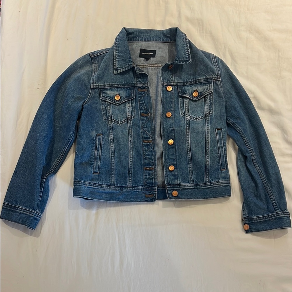 J. Crew Medium Blue Denim Jacket with Copper Button Accents